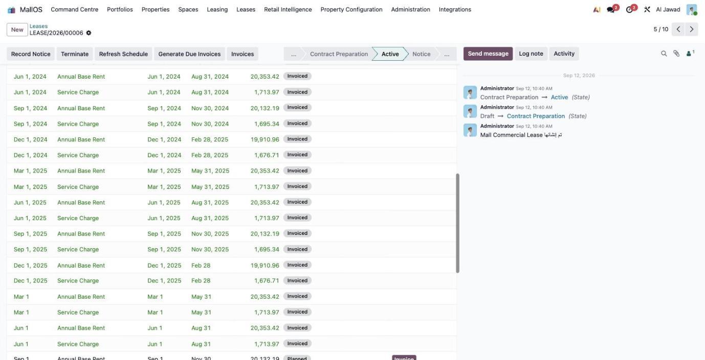 Auto-generated billing schedule