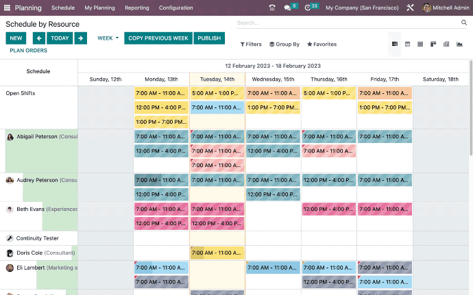 timesheet and planning module